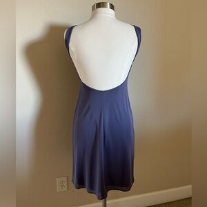 Laundry by Shelli Segal bateau neck, low-back dress in unique purple/grey color.